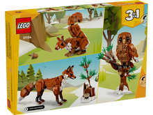 Load image into Gallery viewer, LEGO 31154 red fox for kids Brick Shack boxed set featuring buildable fox, squirrel and owl models
