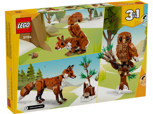LEGO 31154 red fox for kids Brick Shack boxed set featuring buildable fox, squirrel and owl models