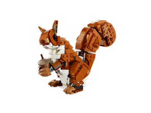 LEGO 31154 red fox for kids built from bricks showing detailed brown and white fox holding an acorn