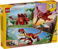 Load image into Gallery viewer, LEGO 31379 Fierce Dinosaur set 31379 showcasing 3 buildable dinosaur designs in a vibrant box
