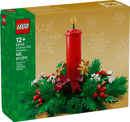 LEGO 40743 festive centrepiece Christmas Table Decoration Boxed Set with Candle and Festive Greenery
