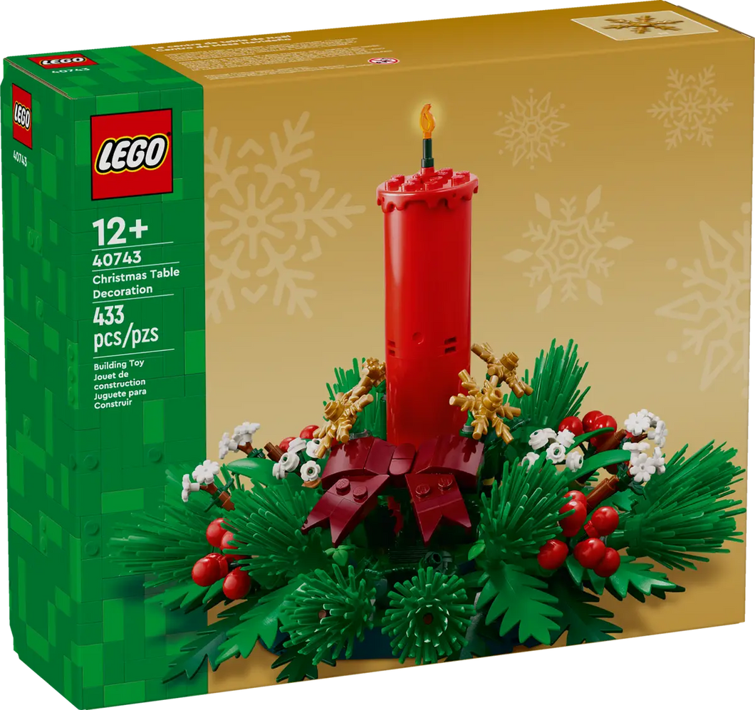 LEGO 40743 festive centrepiece Christmas Table Decoration Boxed Set with Candle and Festive Greenery