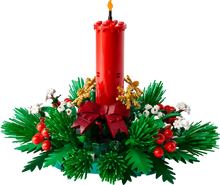 Load image into Gallery viewer, LEGO 40743 festive centrepiece featuring a red candle and seasonal greenery for holiday decor
