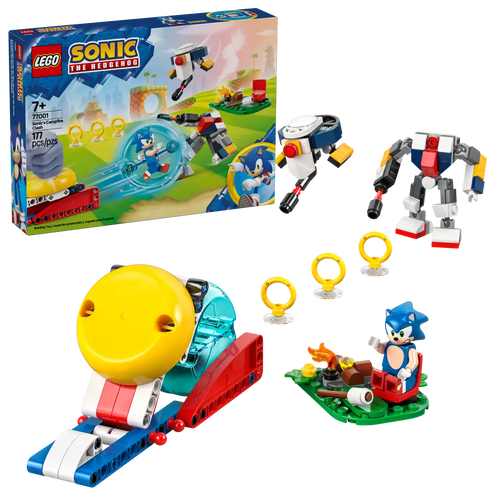 LEGO 77001 Sonic the Hedgehog Campfire Clash box set featuring Sonic, robots, and campfire scene