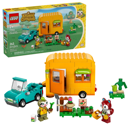 LEGO Animal Crossing Boxed Set with yellow camper, green car, and character minifigures by Brick Shack