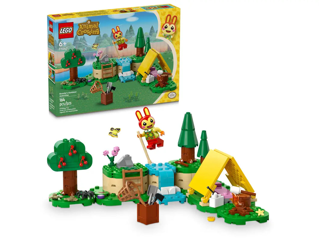 Animal Crossing LEGO camping set by with miniature tent, trees, and character figure