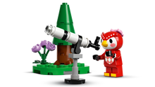 Load image into Gallery viewer, Brick Shack LEGO Animal Crossing sets UK with red bird character, tree, flowers, and telescope on green base

