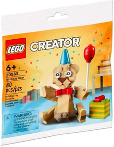 LEGO Birthday Bear polybag from Brick Shack featuring 80 pieces to build a birthday bear with balloon and gifts