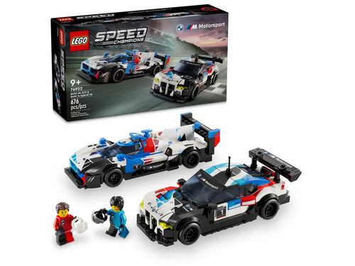 LEGO BMW M4 GT3 set from Brick Shack featuring detailed race cars and driver minifigures in a boxed set