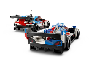 LEGO BMW M4 GT3 set by Brick Shack featuring two detailed race car models in red white and blue colours