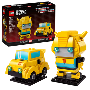 LEGO Brickheadz Bumblebee set featuring a yellow Bumblebee figure and car from Transformers in a boxed set