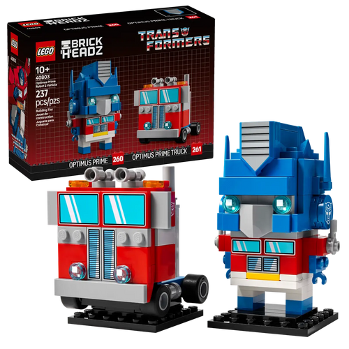LEGO Brickheadz Optimus Prime boxed set by Brick Shack featuring 237 pieces with figure and truck model
