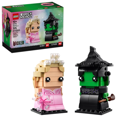 LEGO Brickheadz Wicked Elphaba and Glinda 40794 boxed set featuring 325 pieces for creative fun