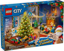 Load image into Gallery viewer, LEGO City Advent Calendar 2025 60475 boxed set featuring festive scenes and characters for kids
