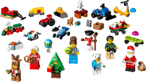 LEGO City Advent Calendar 2025 60475 featuring festive characters and winter-themed builds