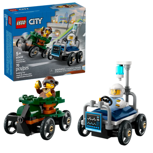 LEGO City Airplane vs Hospital Bed Race Car boxed set by Brick Shack with two mini buildable vehicles