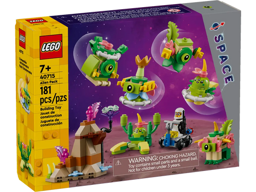 LEGO City Alien Pack 40715 boxed set with colourful alien figures and space-themed accessories for ages 7 and up