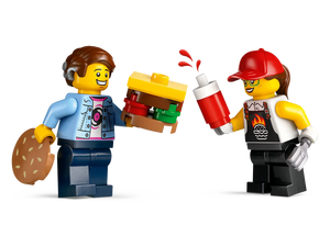 LEGO City Burger Truck minifigures with burger and ketchup bottle from boxed set
