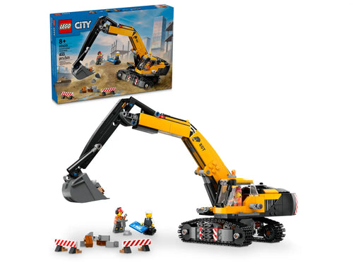 LEGO City Construction Excavator set by Brick Shack featuring detailed yellow excavator and construction worker figures