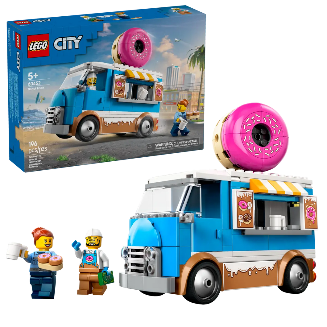 LEGO City Donut Truck boxed set by Brick Shack with blue donut truck and two minifigures