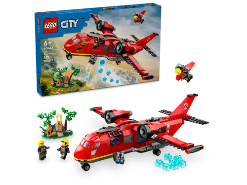 LEGO City Fire Rescue Plane set by Brick Shack featuring red rescue plane with firefighters and fire elements