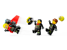 Load image into Gallery viewer, LEGO City Fire Rescue Plane set featuring firefighter minifigures and rescue gear in action
