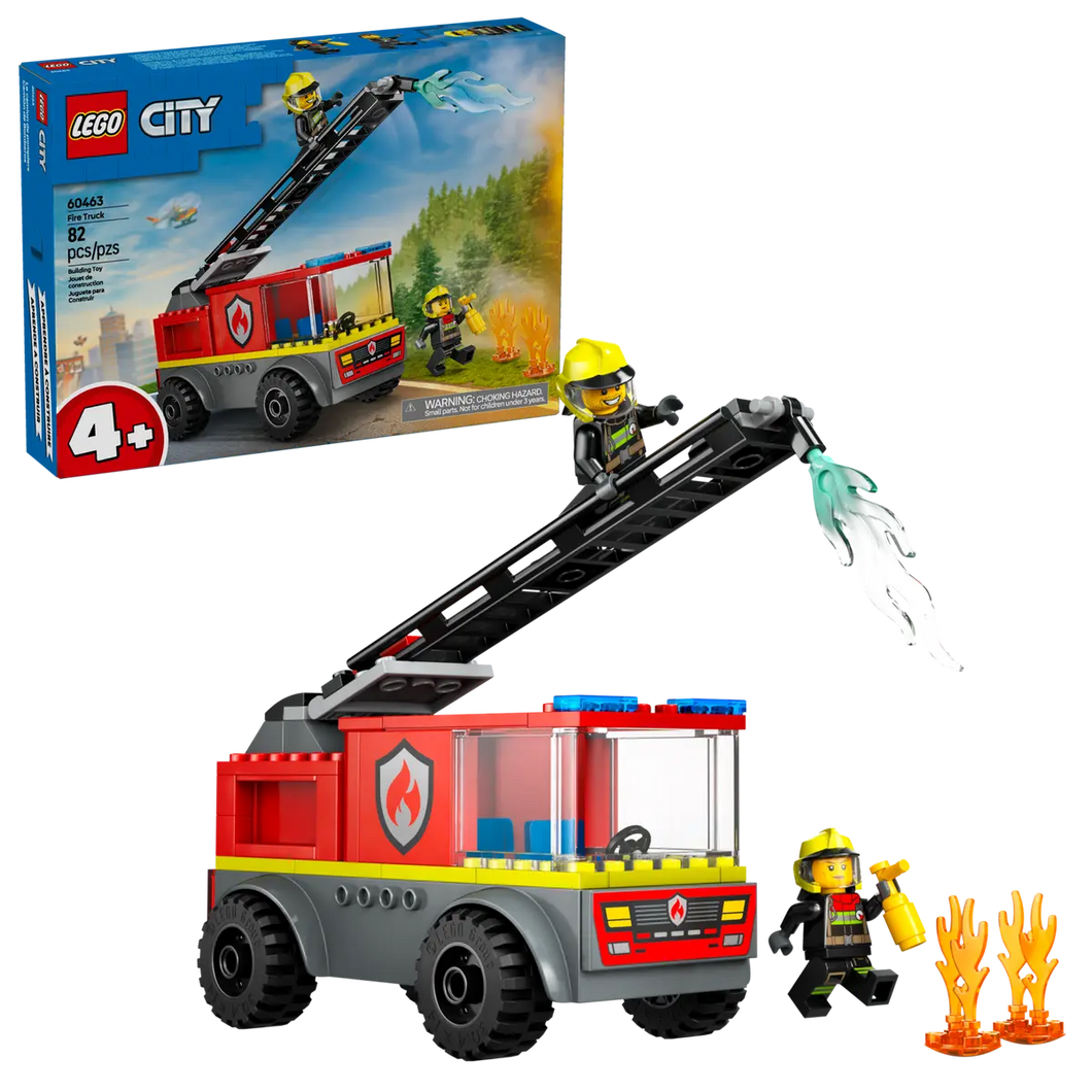 LEGO City Fire Truck set with fire truck model and firefighter minifigures from Brick Shack boxed set