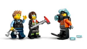 LEGO City helicopter fire truck submarine set featuring three detailed firefighter and diver minifigures
