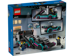 LEGO City race car set boxed set by Brick Shack featuring race car and trailer with minifigures