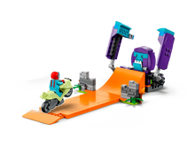 Load image into Gallery viewer, LEGO City Stuntz Chimpanzee Smash Stunt Loop set with motorbike and giant purple chimpanzee figure
