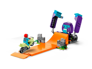 LEGO City Stuntz Chimpanzee Smash Stunt Loop set with motorbike and giant purple chimpanzee figure