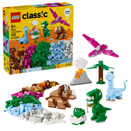 LEGO Creative Dinosaurs set 11041 featuring colourful dinosaur models and building pieces for imaginative play