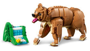 LEGO Creator 3-in-1 Beautiful Horse set featuring a detailed bear model and a colourful buildable scene
