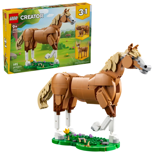 LEGO Creator 3-in-1 Beautiful Horse Boxed Set with Buildable Horse Model and Scenic Background