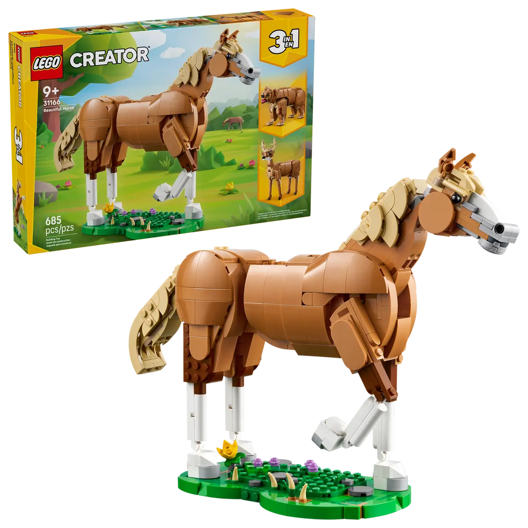 LEGO Creator 3-in-1 Beautiful Horse Boxed Set with Buildable Horse Model and Scenic Background