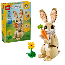 Load image into Gallery viewer, LEGO Creator 3 in 1 Cute Bunny boxed set by Brick Shack with buildable bunny holding a carrot and flower
