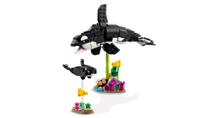 LEGO Creator 3-in-1 Panda Family boxed set showing orca whale and calf model by Brick Shack