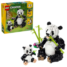 Load image into Gallery viewer, LEGO Creator 3-in-1 Panda Family boxed set by Brick Shack with buildable panda figures and bamboo accessories
