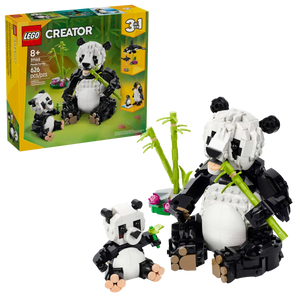 LEGO Creator 3-in-1 Panda Family boxed set by Brick Shack with buildable panda figures and bamboo accessories