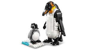 LEGO Creator 3-in-1 Panda Family boxed set by Brick Shack featuring detailed penguin figure with chick on icy base