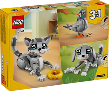 Load image into Gallery viewer, LEGO Creator 3-in-1 Playful Cat boxed set by Brick Shack featuring buildable cat, dog, and pigeon models
