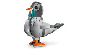 LEGO Creator 3-in-1 Playful Cat boxed set model of a colourful pigeon bird by Brick Shack