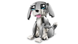 Brick Shack LEGO Creator 3-in-1 Playful Cat grey and white buildable dog model