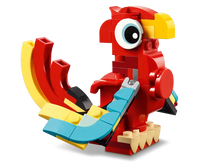 Load image into Gallery viewer, LEGO Creator 3-in-1 Red Dragon set featuring vibrant red and blue brick designs
