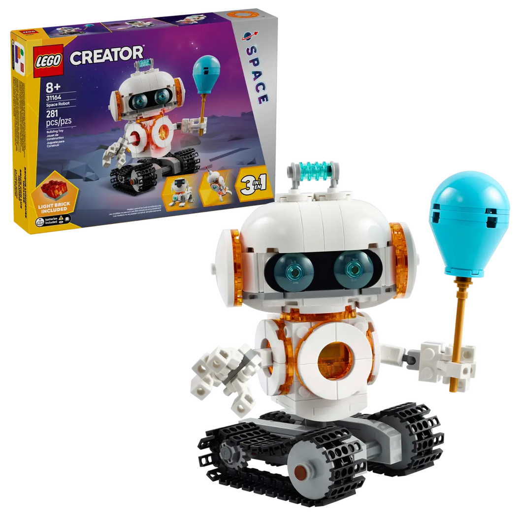 LEGO Creator 3-in-1 space robot model with tracks and balloon from Brick Shack boxed set