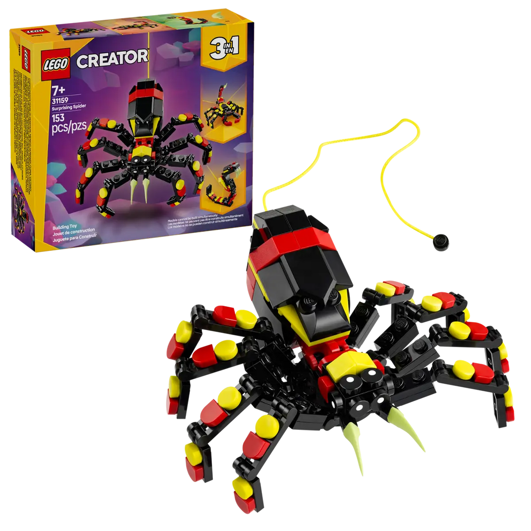 LEGO Creator 3-in-1 Surprising Spider boxed set by Brick Shack with buildable spider and 153 pieces