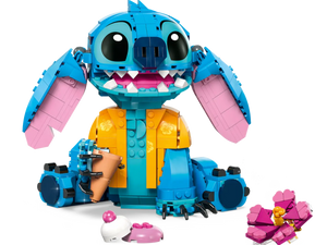 LEGO Disney Stitch set by Brick Shack featuring detailed blue Stitch figure with open mouth and large ears