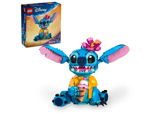 LEGO Disney Stitch set by Brick Shack featuring a colourful Stitch figure holding an ice cream cone with flowers on its head