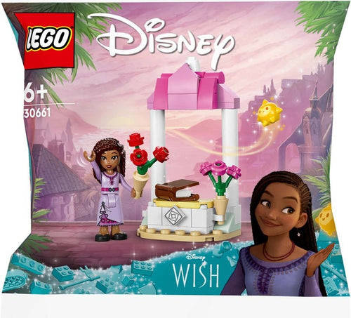 LEGO Disney Wish polybag featuring mini Mia figure with flowers and wish-themed build
