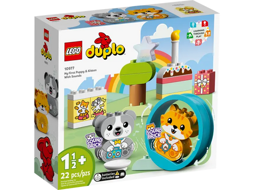 LEGO DUPLO My First Puppy and Kitten 10977 set with sound brick and colourful play pieces for toddlers